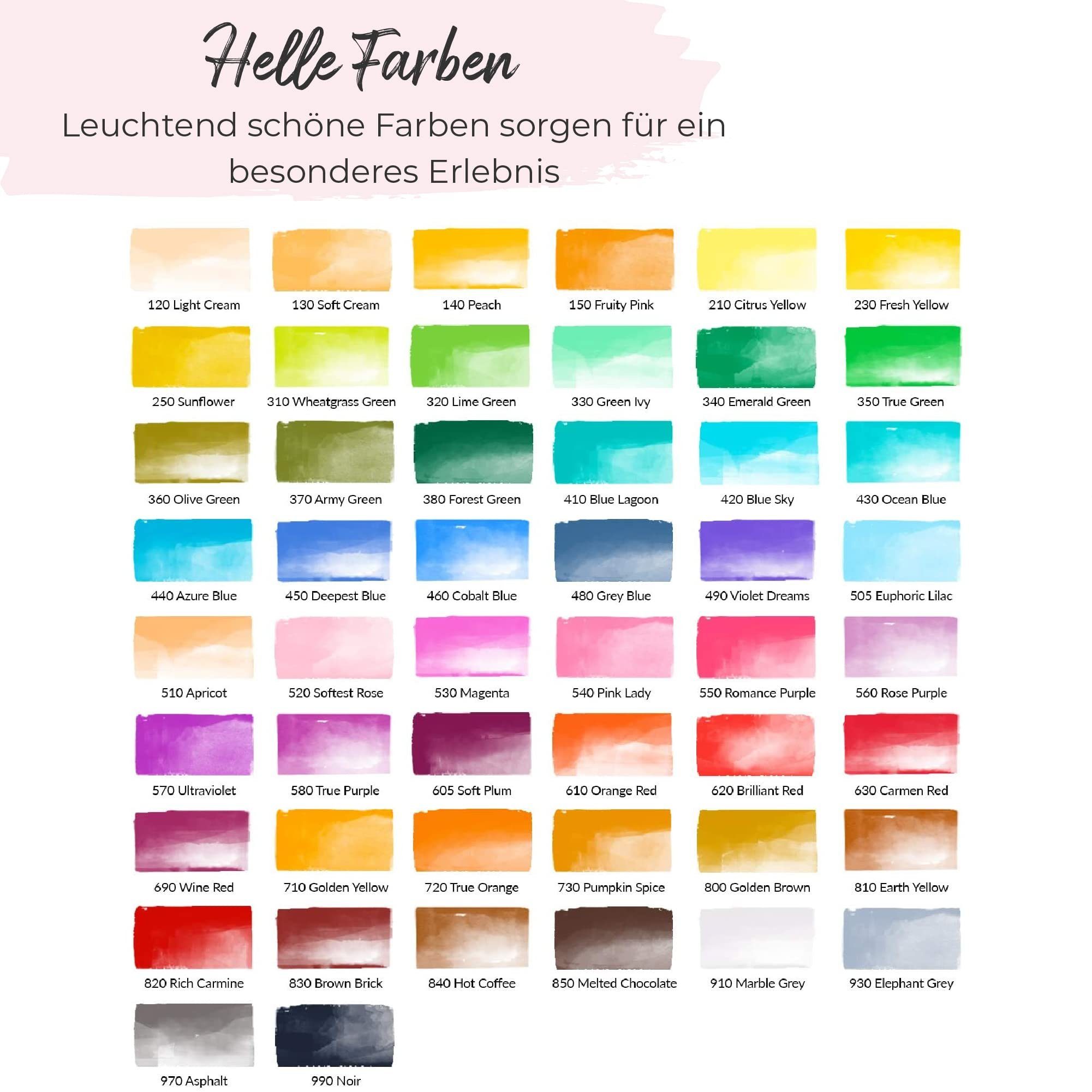 Colorya Pinselstift 50er Pinselstifte-Set mit Nylonspitze und praktischer Tragetasche, 50er Pinselstifte Set mit Nylonspitze und Tragetasche