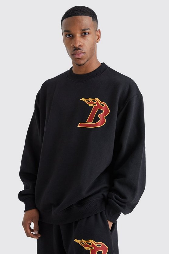 Oversize Sweatshirt mit Flammen-Print