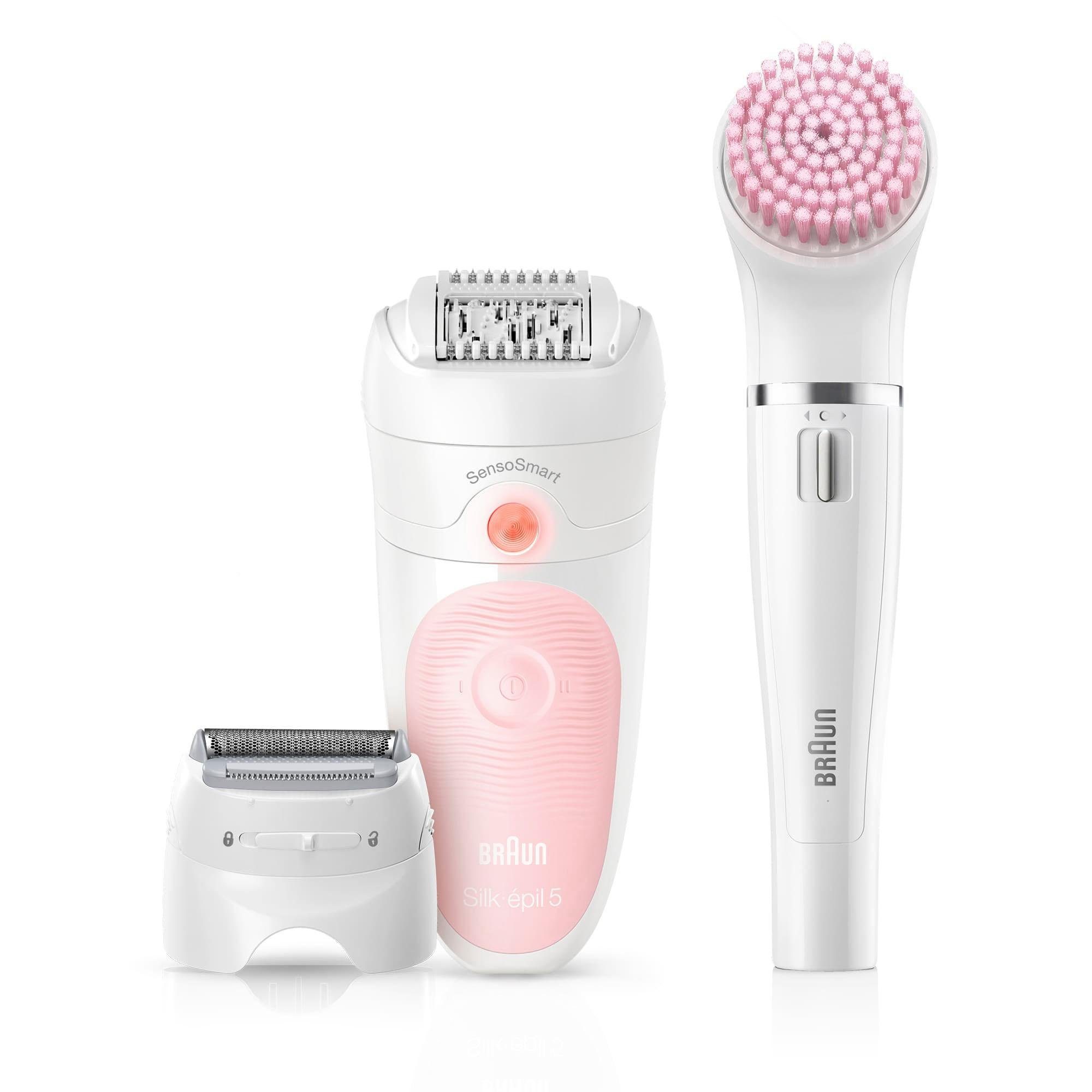 Braun Epilierer Silk-épil Deluxe Beauty-Set 5-895, Aufsätze: 4 St., Kabellose Wet&Dry Haarentfernung 6-in-1 Epilierer für Gesicht & Körper