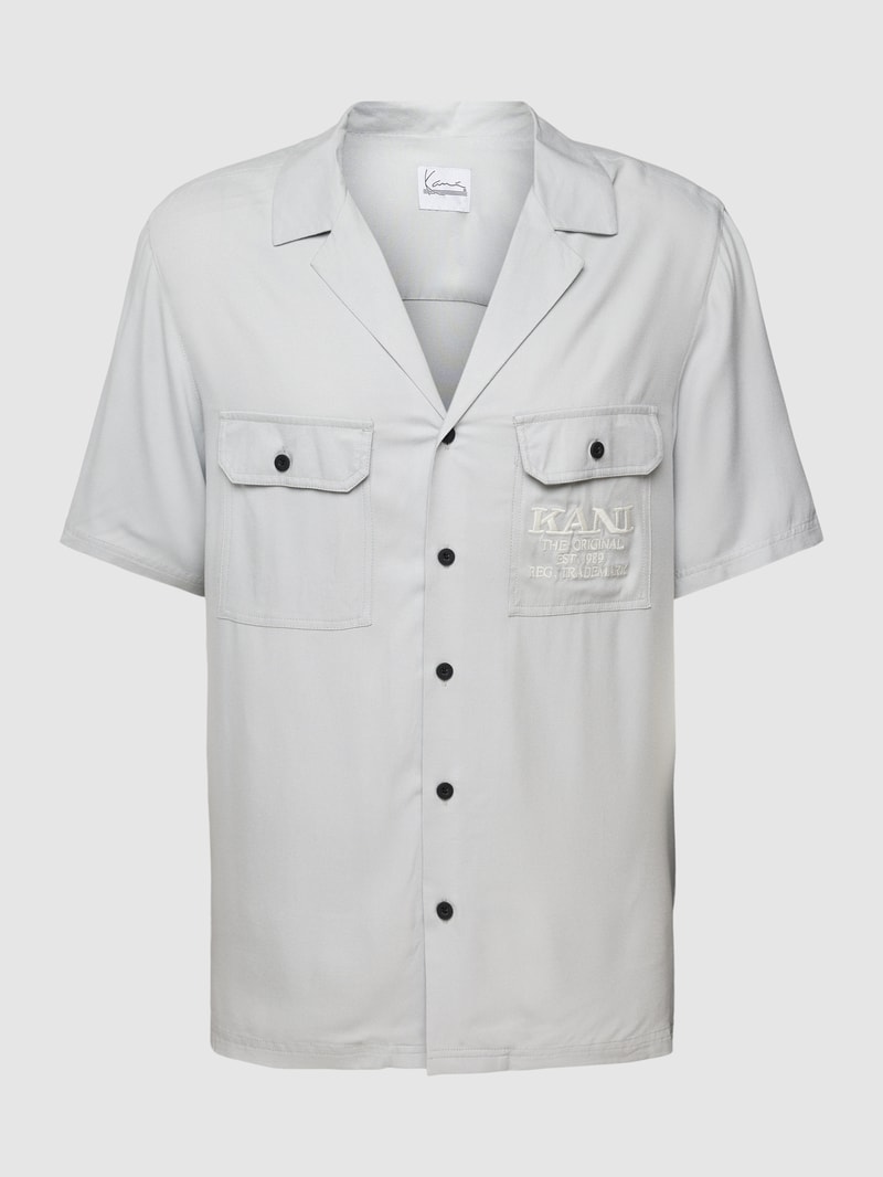 Freizeithemd aus reiner Viskose mit Label-Stitching - P&C X Karl in hellgrau