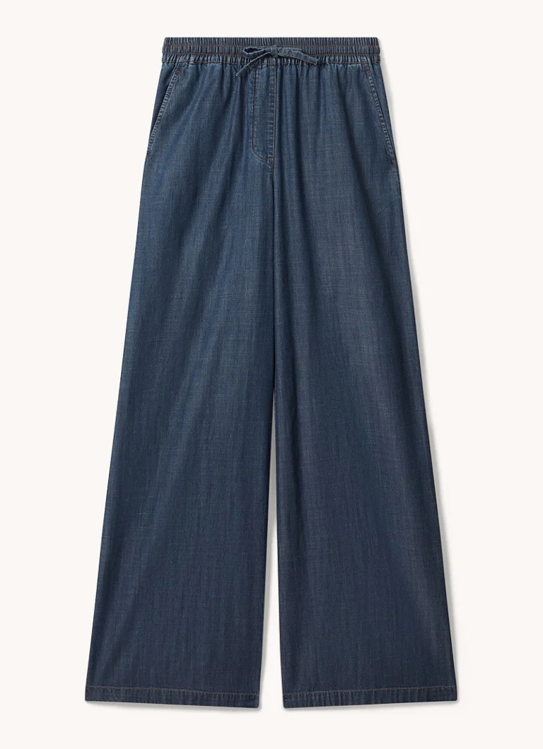 Pantaloni palazzo din chambray cu talie înaltă și croială largă, de la Reiss Carter