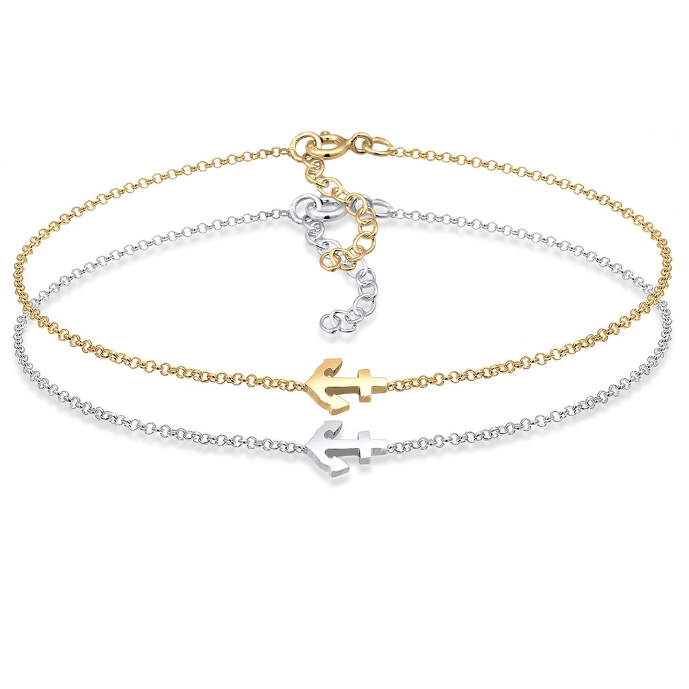 Elli Elli Bracelet Set Anker Paar Freundschaft Bi-Color 925er Silber Bracelet
