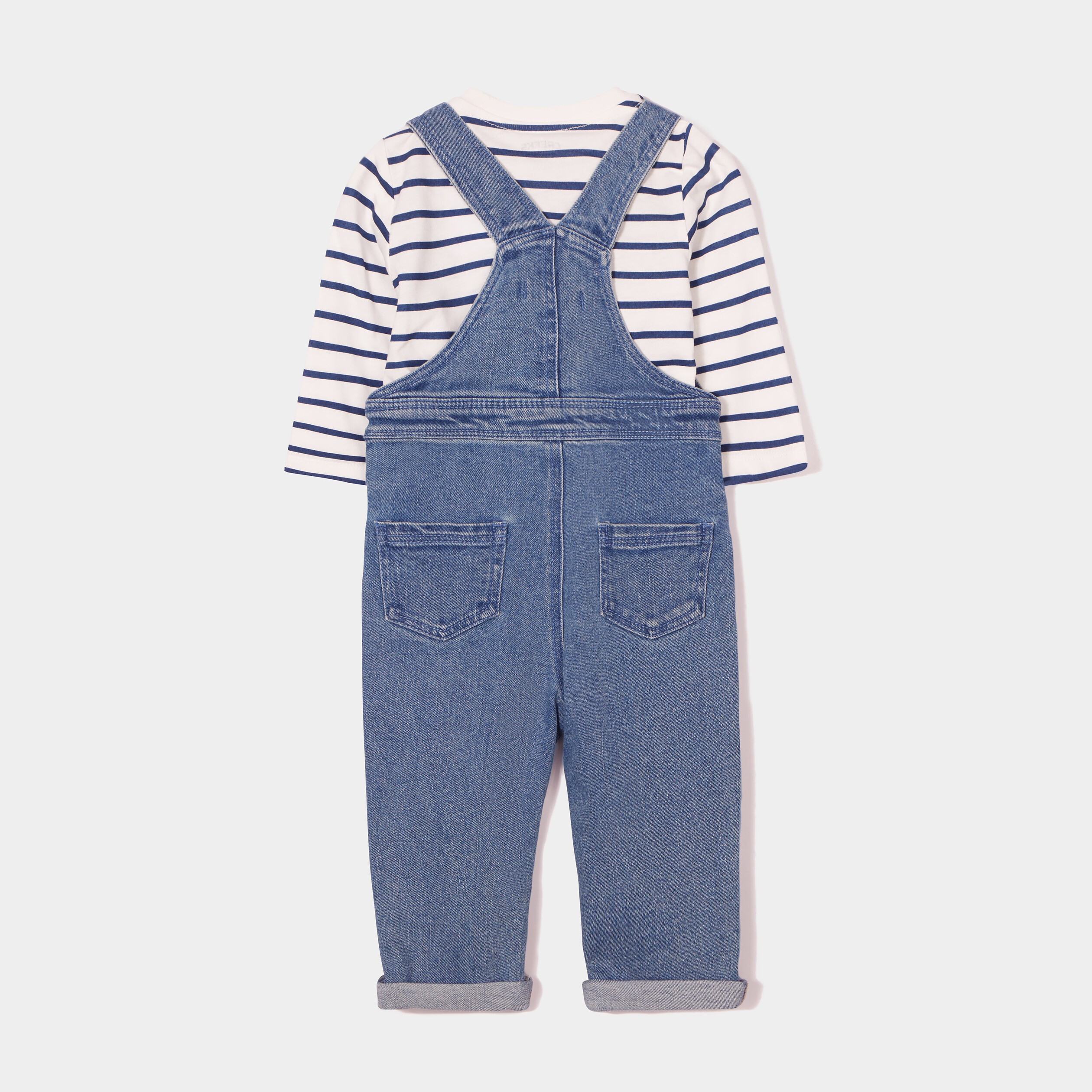 Ensemble t-shirt salopette chaussettes ecru bébé garçon | La Halle
