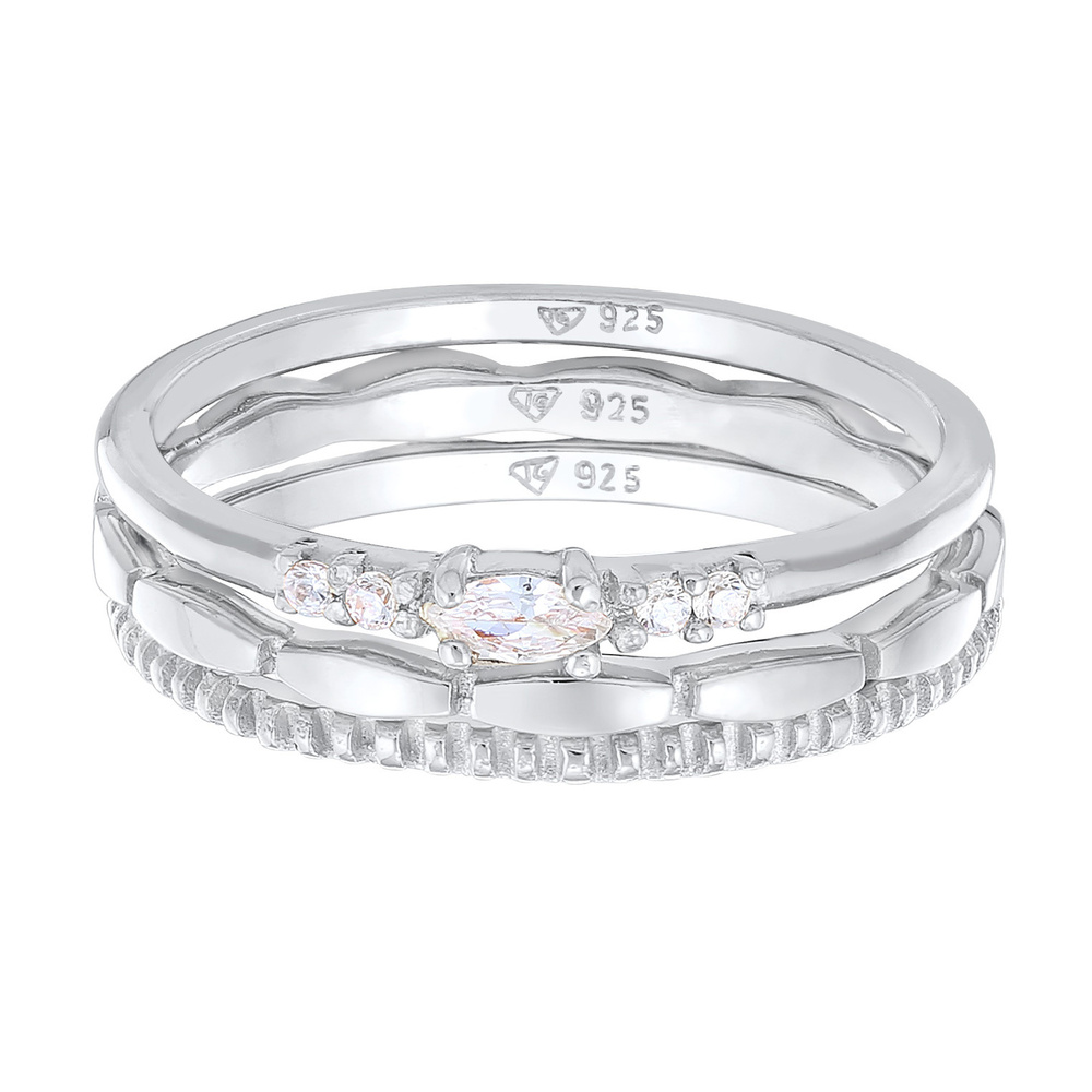 Elli Elli Bague Femmes pile Marquise Basique Set avec cristaux de zirconium en argent  Bague