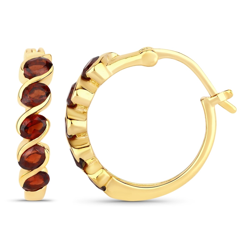 Rafaela Donata Boucles doreilles Argent sterling Grenat en Or jaune Bijoux