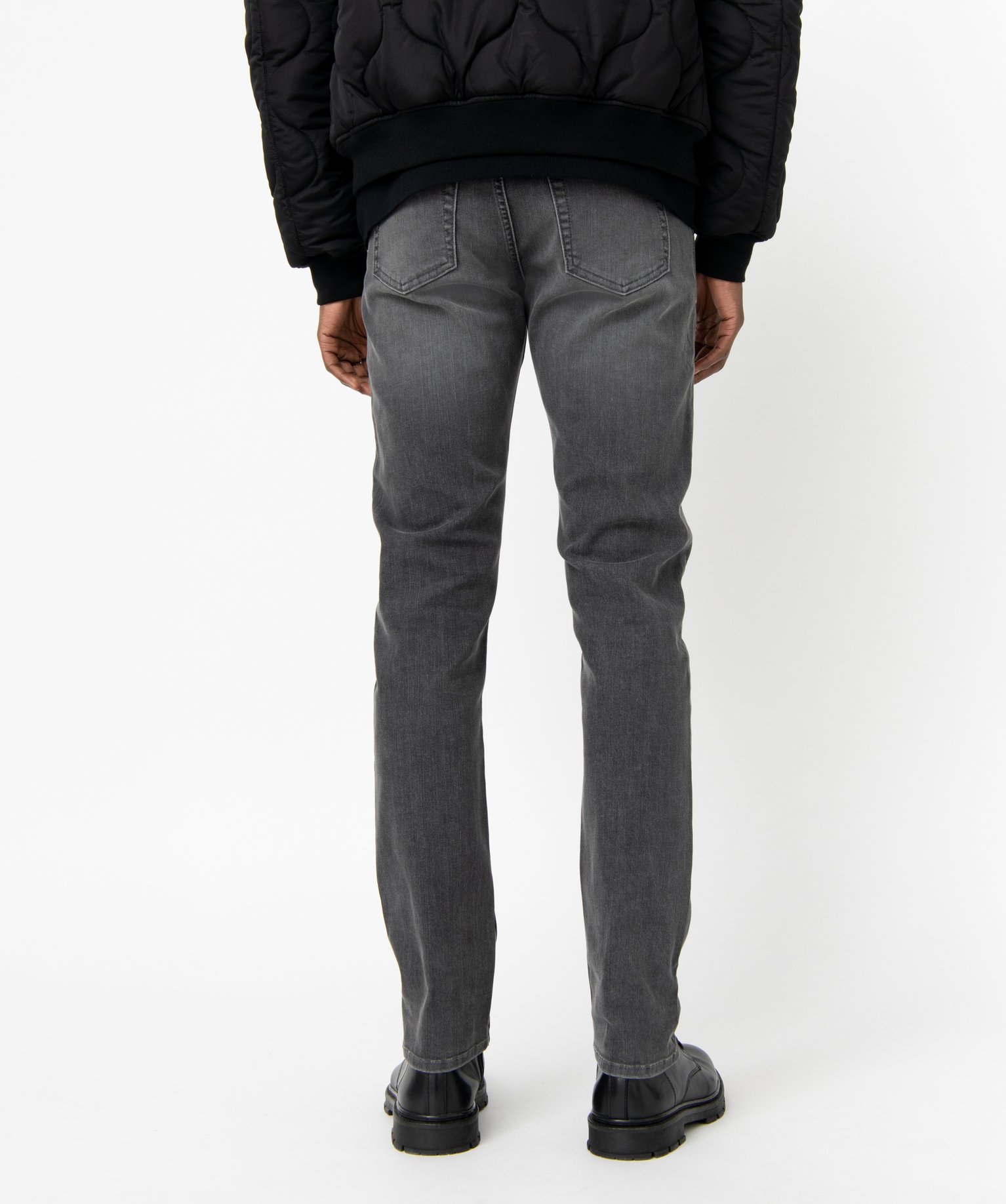 Jean noir droit en coton stretch homme stone | GEMO