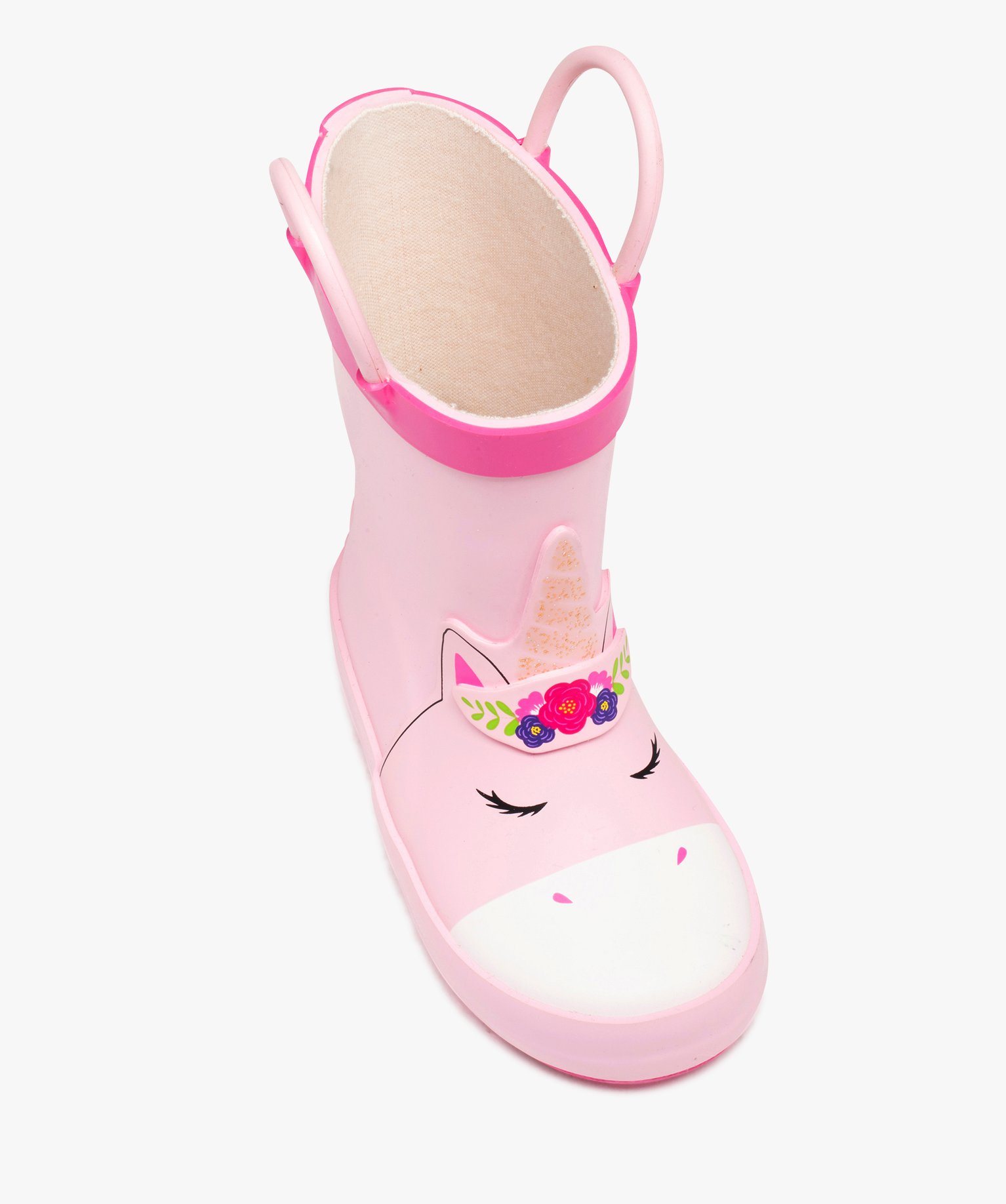 Bottes de pluie bébé fille à anses motif licorne rose | GEMO