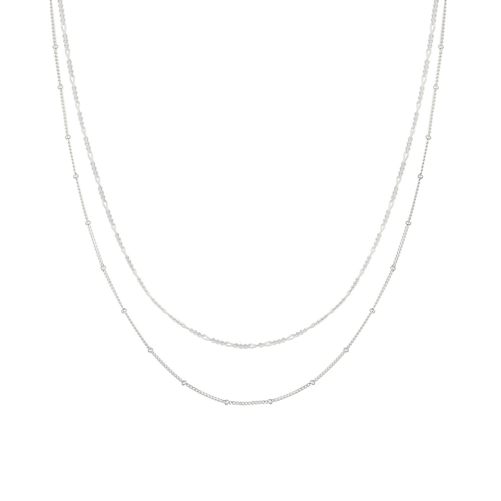 Elli Elli Collier Couche Chaîne de Figaro Chaiîne á Boules Basic Collier Femme - (925/ collier