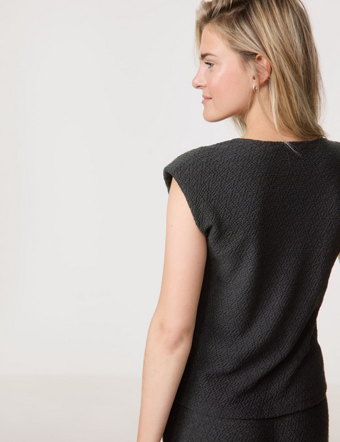 Struktur-Shirt mit Schulterpolstern