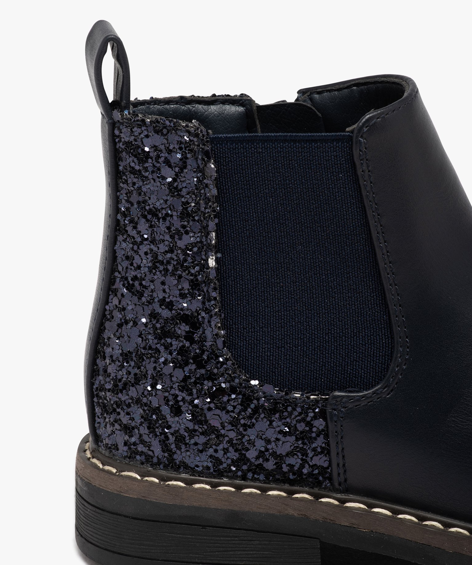 Boots fille style Chelsea à paillettes et à zip marron | GEMO