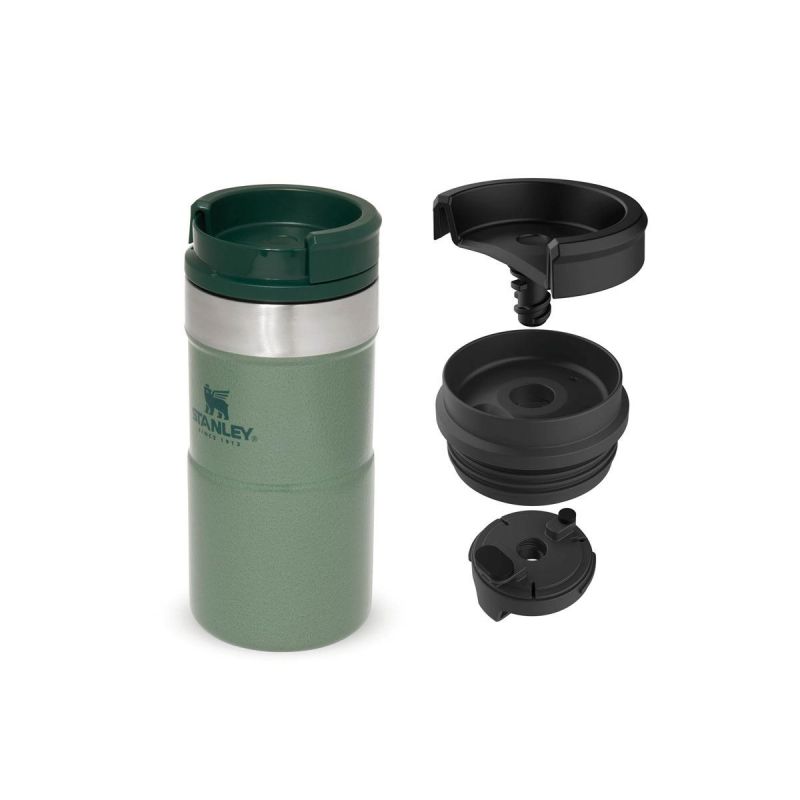 Thermo-Fahrradflasche, Stanley Classic Neverleak Travel Mug 8.5oz \/ 250ml Hammertone Green
