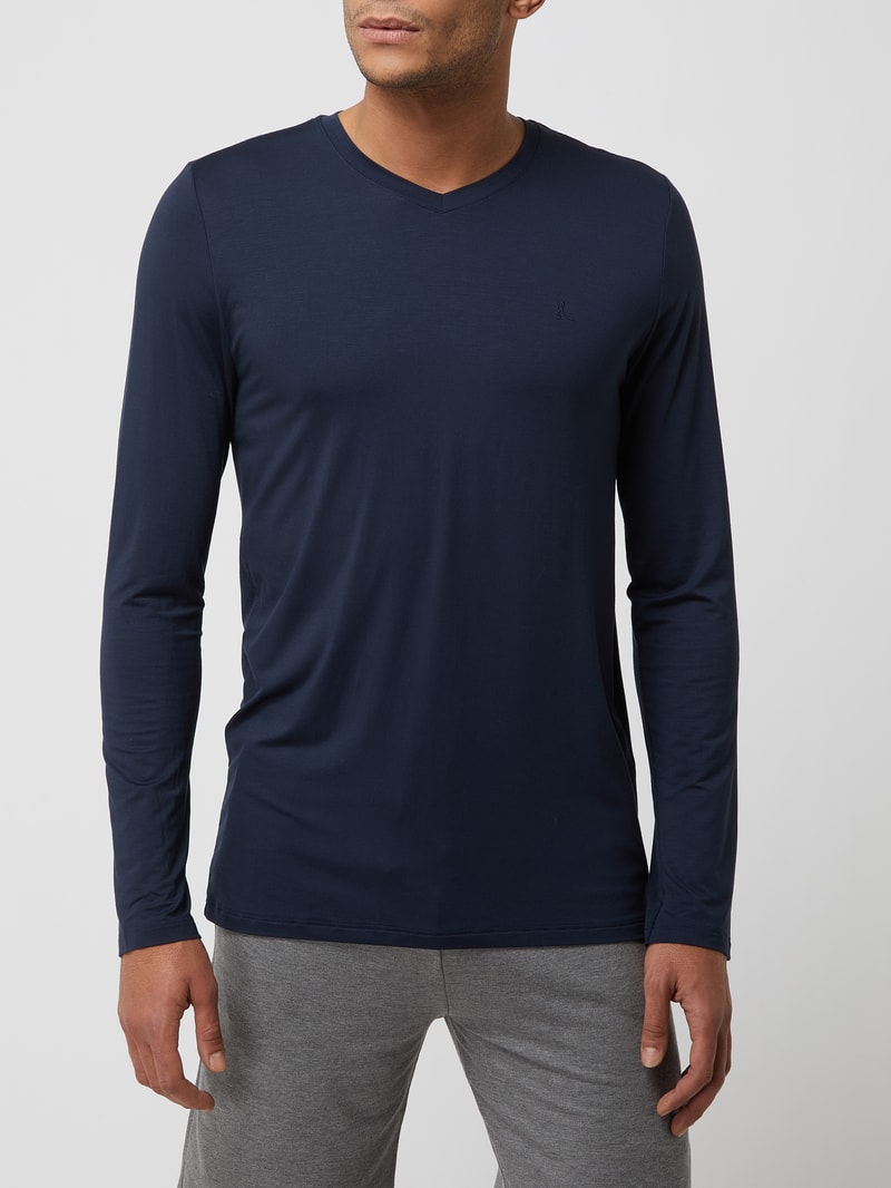 Pyjama-Oberteil mit Stretch-Anteil in marineblau