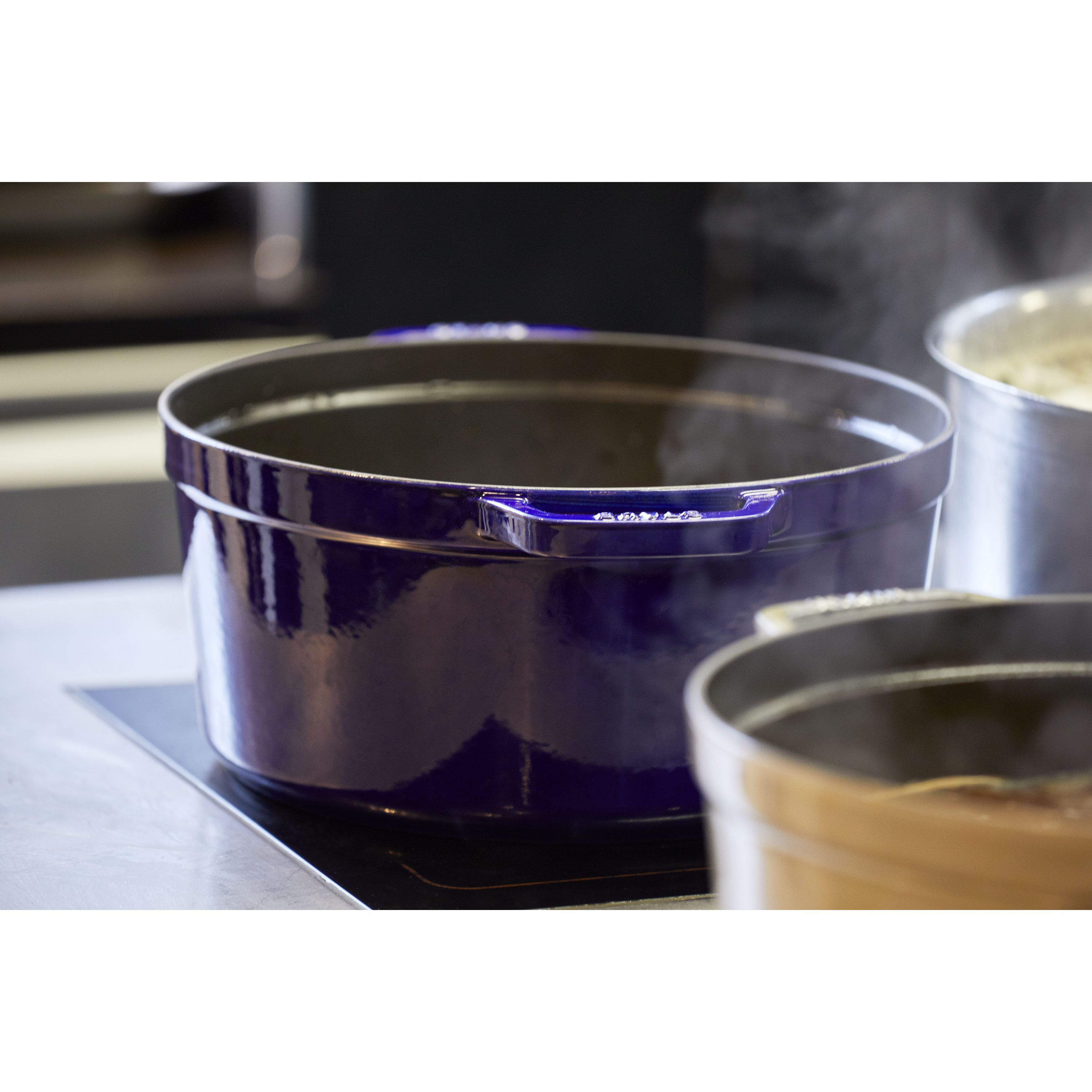 Cocotte 30 cm, rund, Dunkelblau, Gusseisen