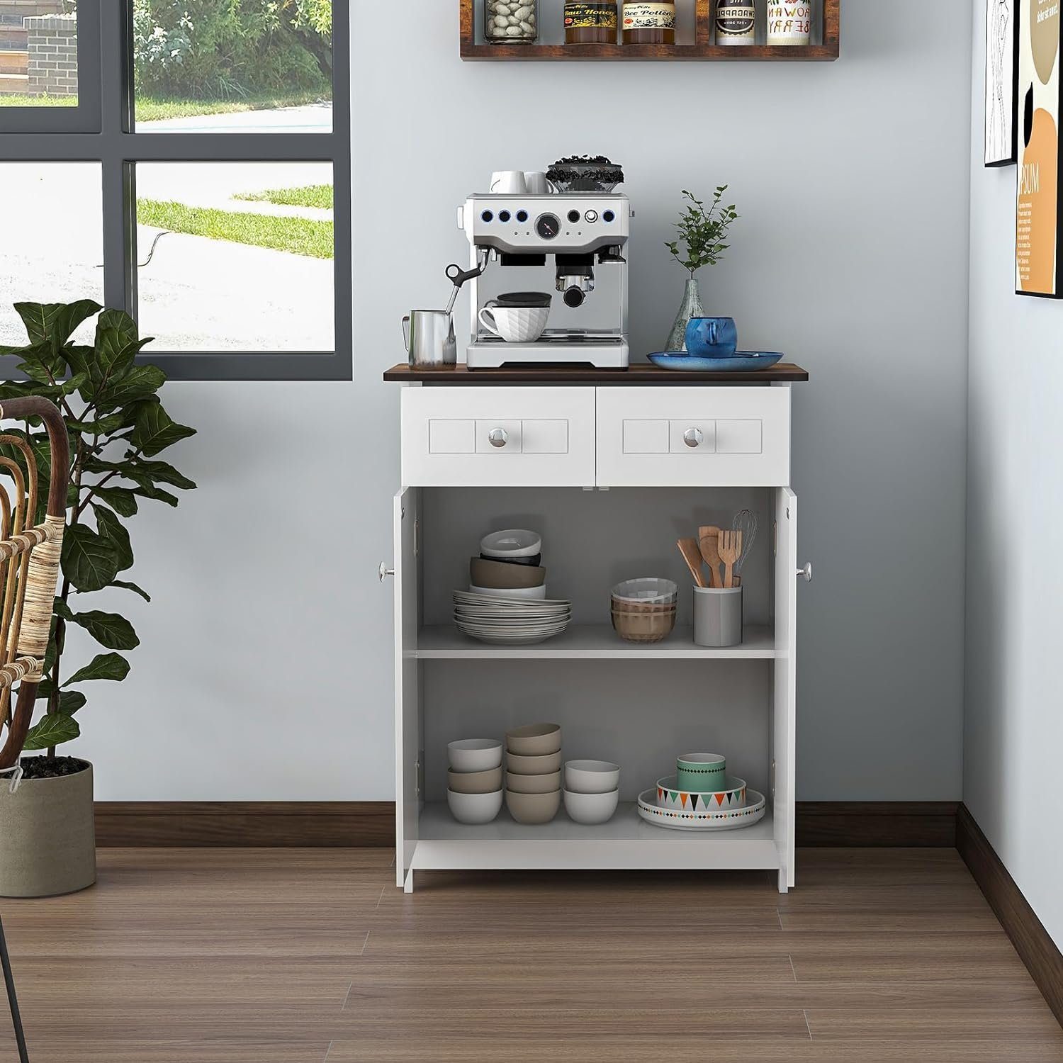 KOMFOTTEU Kommode Badzimmerschrank, mit höhenverstellbarem Regal, 60 x 30 x 75 cm