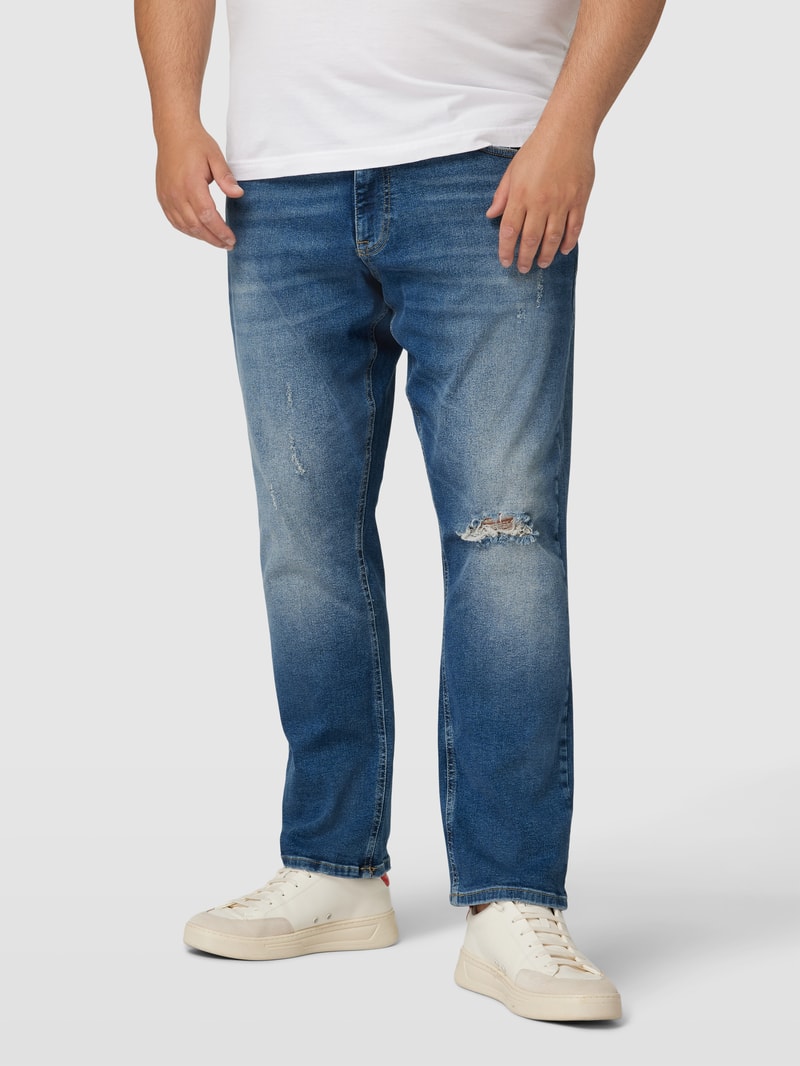 PLUS SIZE Jeans im Destroyed-Look Modell 'Austin' in blau