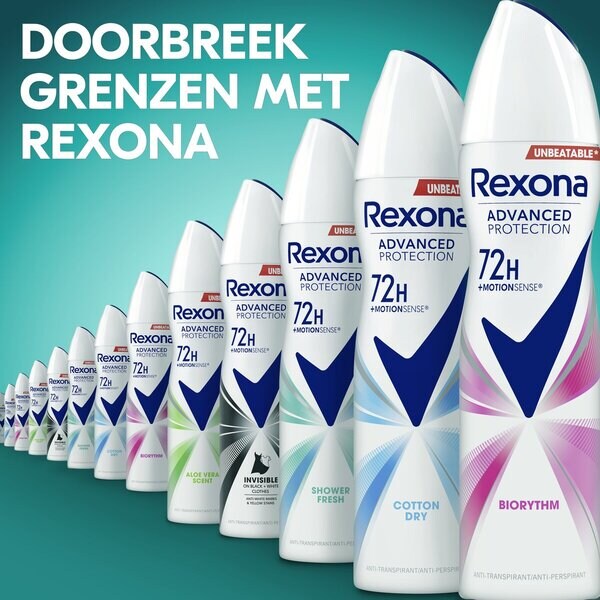 Rexona moterims skirtas Advanced Protection Biorythm antiperspirantas, 150 ml