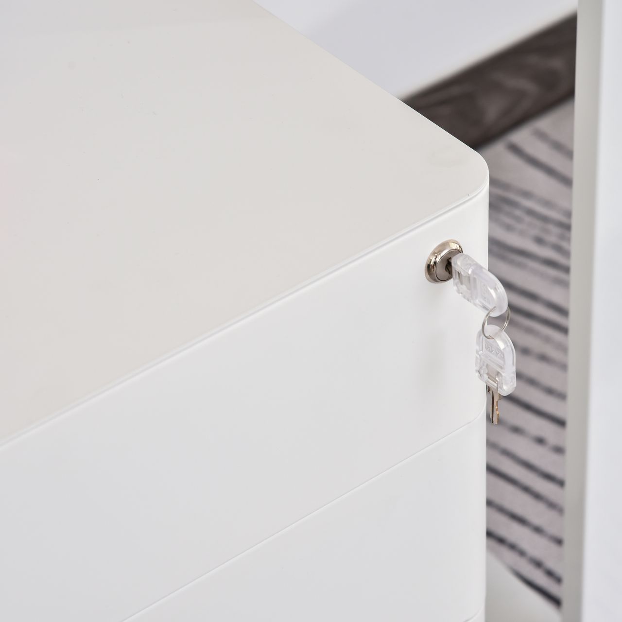 Vinsetto Rollcontainer, mobiler Aktenschrank mit 3 Schubladen, Büroschrank, Aufbewahrung, Stahl, Weiß, 39 x 48 x 59 cm