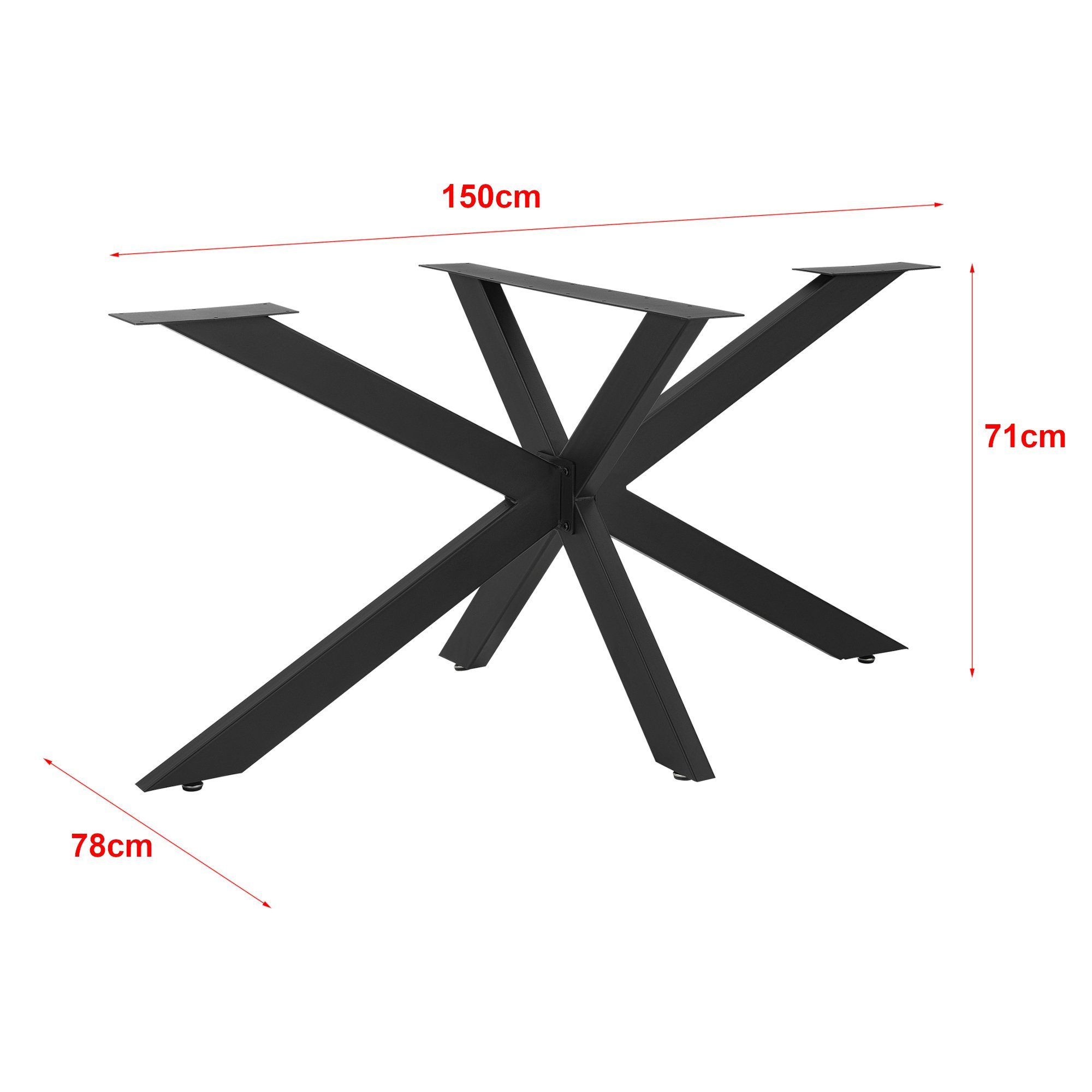 en.casa Tischgestell, Oberau Metall 150 x 78 x 71 cm Schwarz