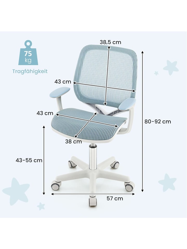 COSTWAY Schreibtischstuhl ab 6 Jahren in Blau günstig kaufen onesize