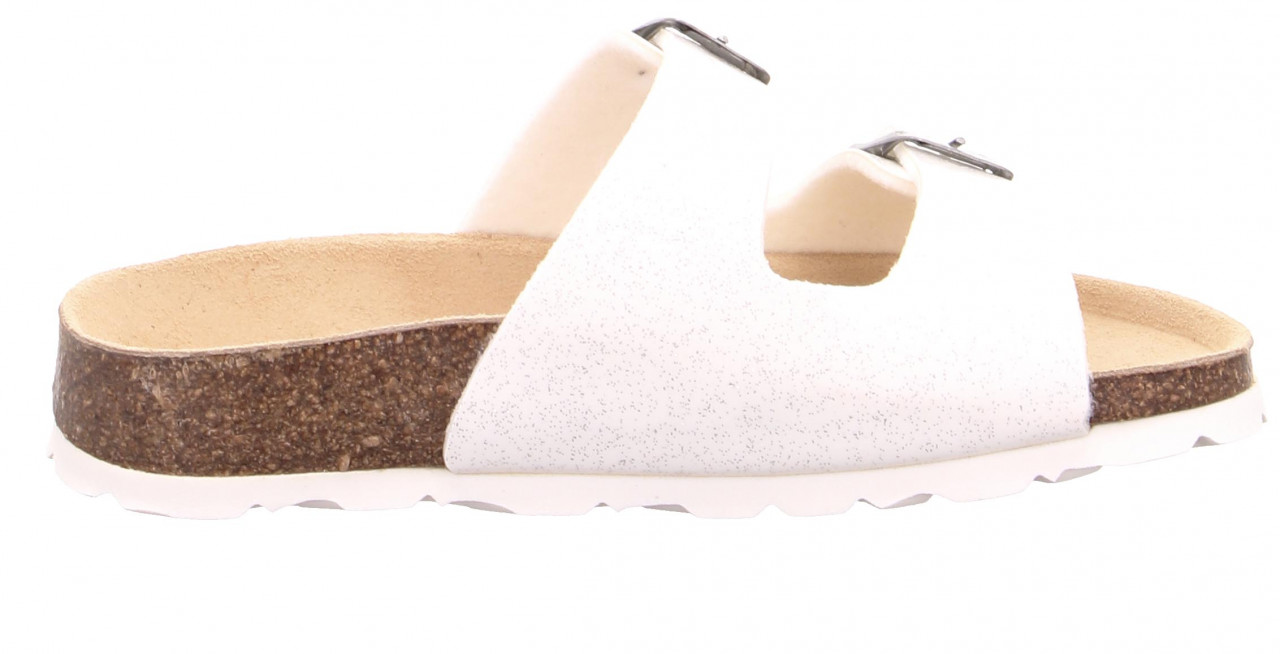 FUSSBETTPANTOFFEL - Weiss Pantoffel mit Schnalle