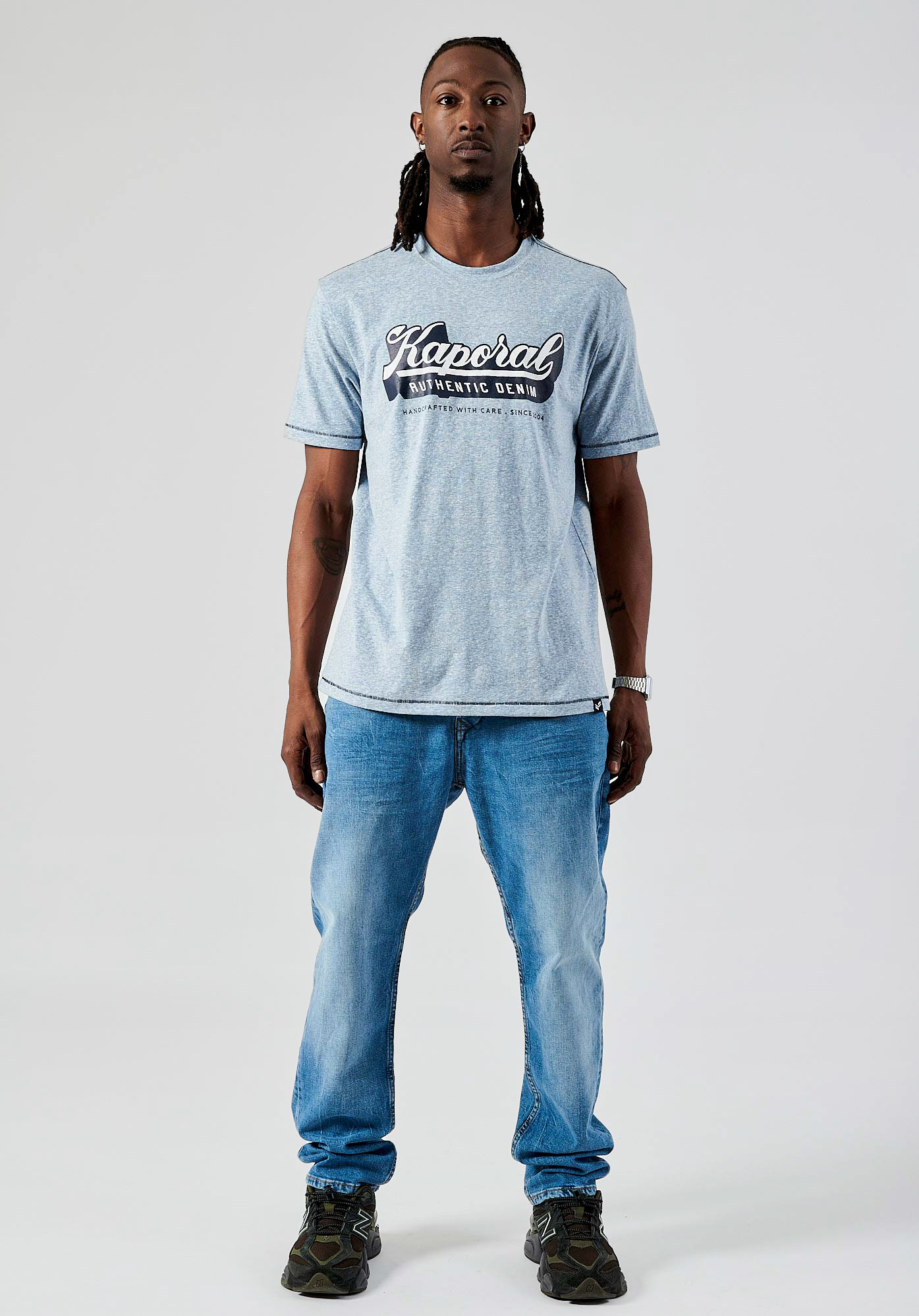 BASE   T-shirt bleu homme