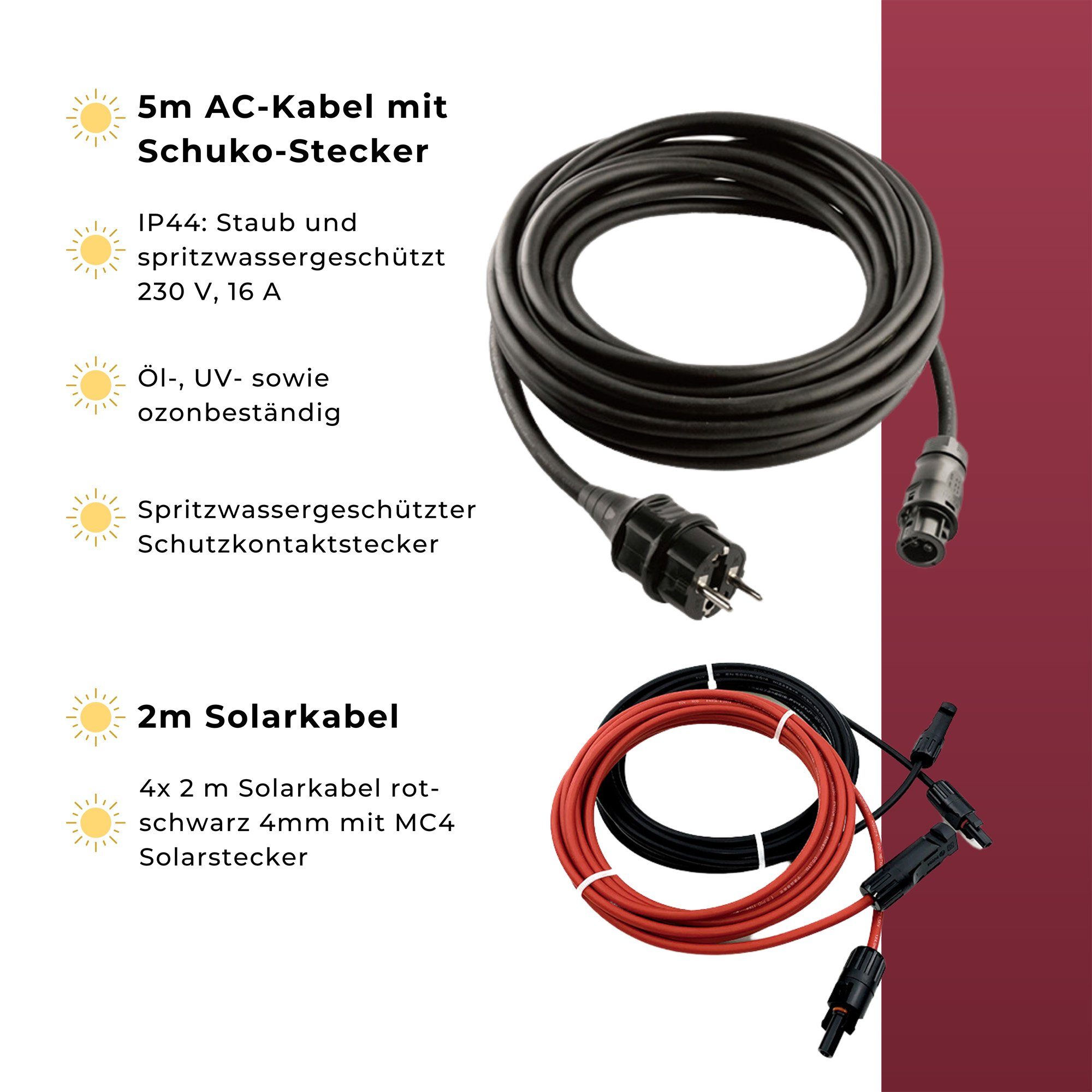 SUNOVA Solar Solaranlage Balkonkraftwerk 820W SunovaSolar 800W Inverter 5m Schukokabel 2x2m DC