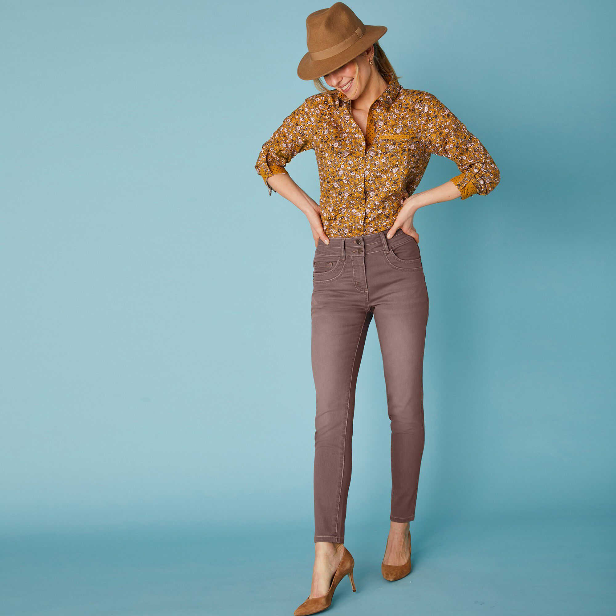Jean 7/8ème fuselé couleur stretch