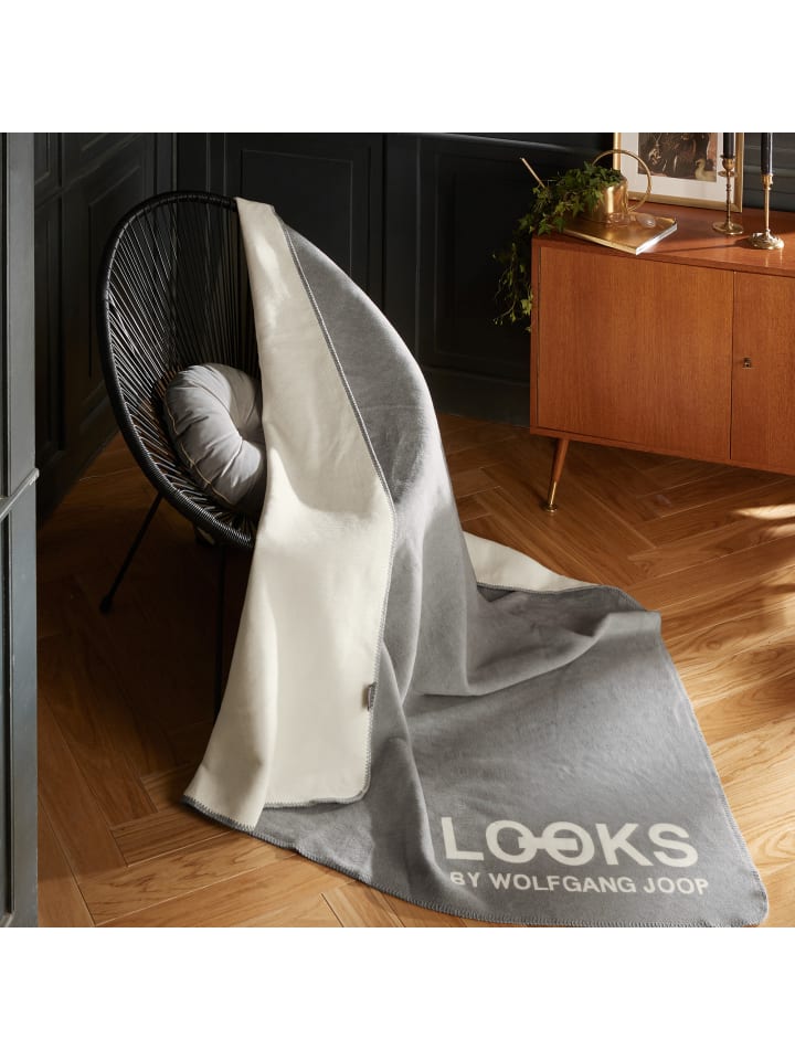 LOOKS by Wolfgang Joop Jacquard, Baumwollmischung Wohndecke in wollweiß/hellgrau günstig kaufen