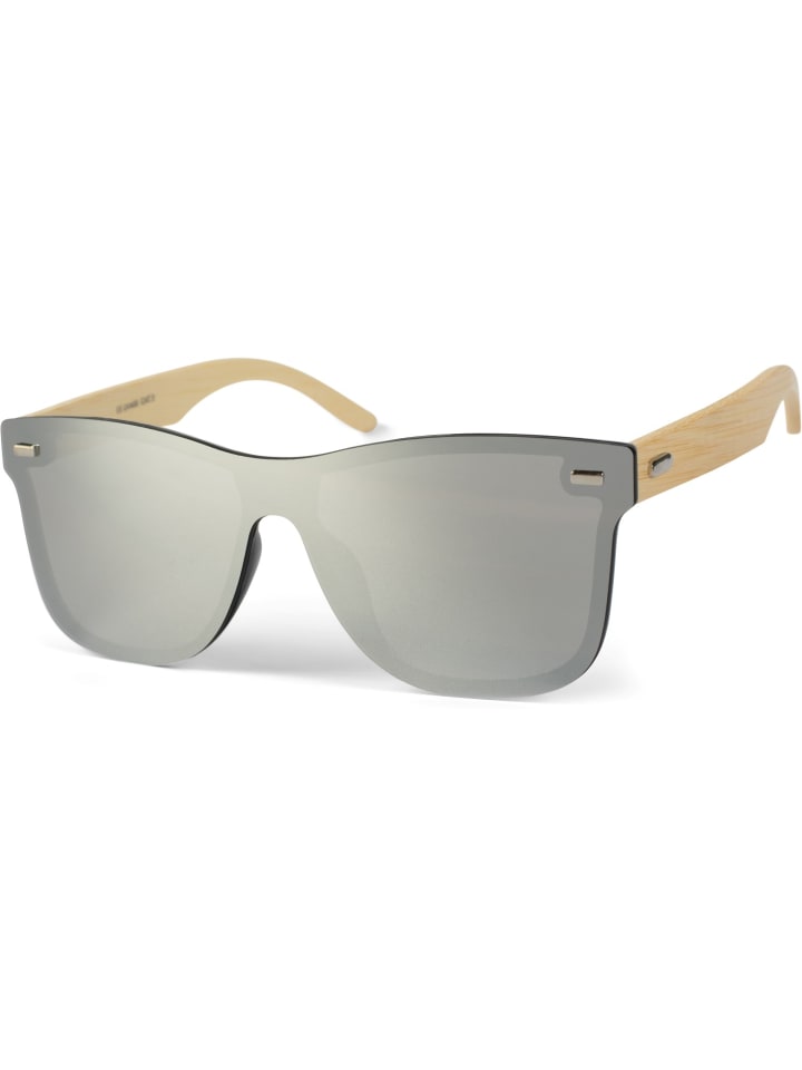 styleBREAKER Nerd Sonnenbrille in Hellbraun / Silber verspiegelt günstig kaufen onesize