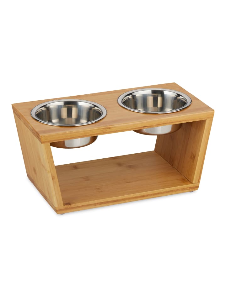 relaxdays Doppelnapf in Natur - (B)40x (H)18,5 x (T)21 cm günstig kaufen onesize
