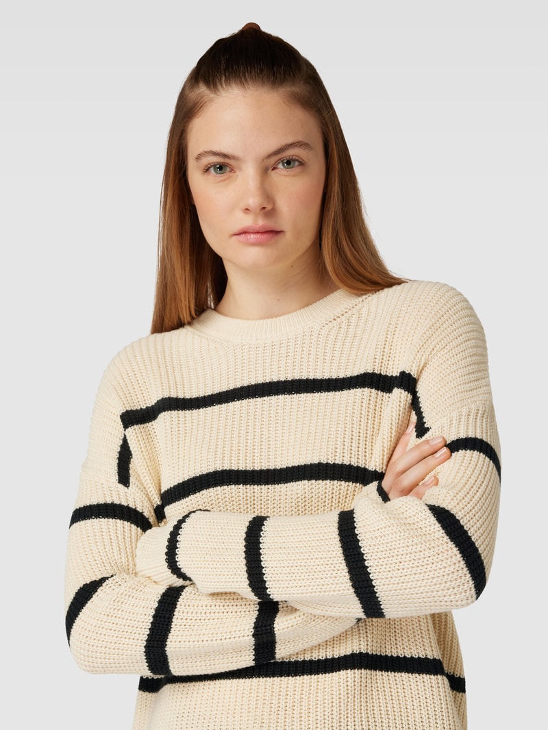 Strickpullover mit Streifenmuster Modell 'PERNILLE' in ecru