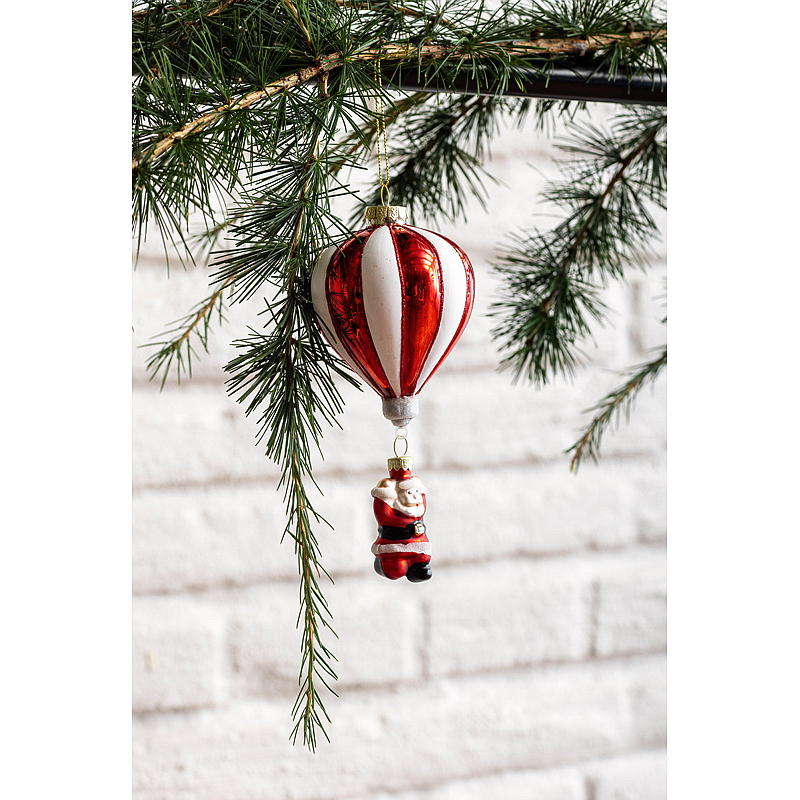 Home Julekule glass luftballong/nisse