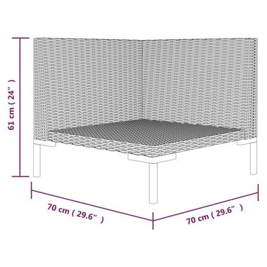 vidaXL Loungesofa Gartensofa mit Kissen Halbrundes Poly Rattan, 1 Teile