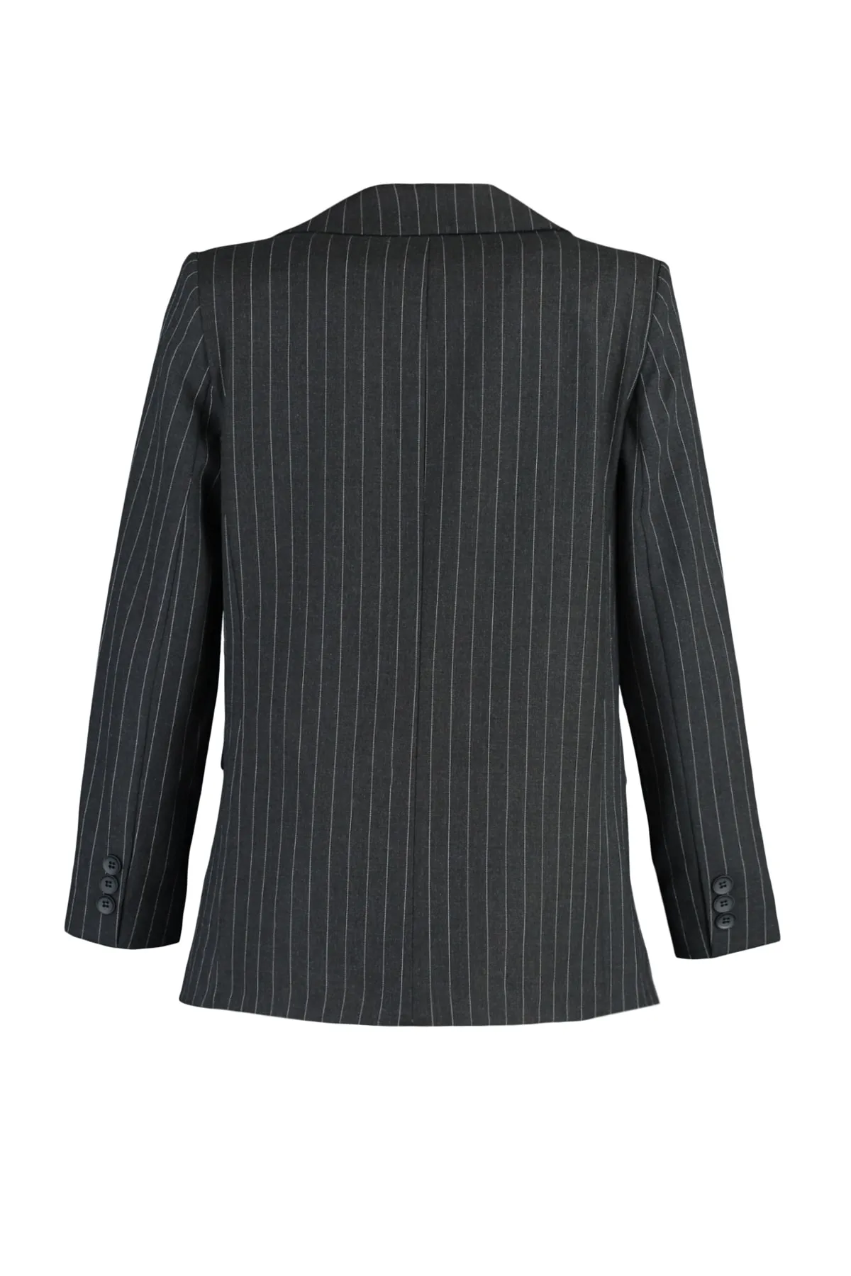 Trendyol Collection  Schwarze, gefütterte Blazerjacke mit Streifenmuster und Webmuster TWOAW23BC00135