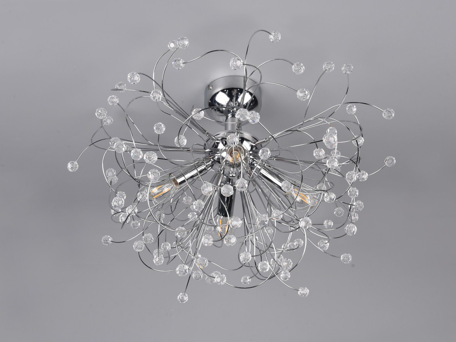 meineWunschleuchte LED Deckenleuchte, LED wechselbar, Warmweiß, ausgefallene Designer Kristall-lampe Treppenhaus Galerie Silber, Ø55cm