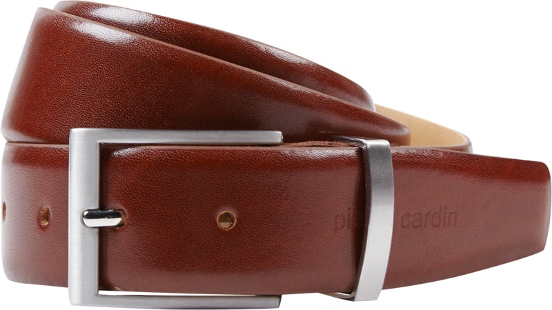 Ledergürtel mit Metallschlaufe in cognac