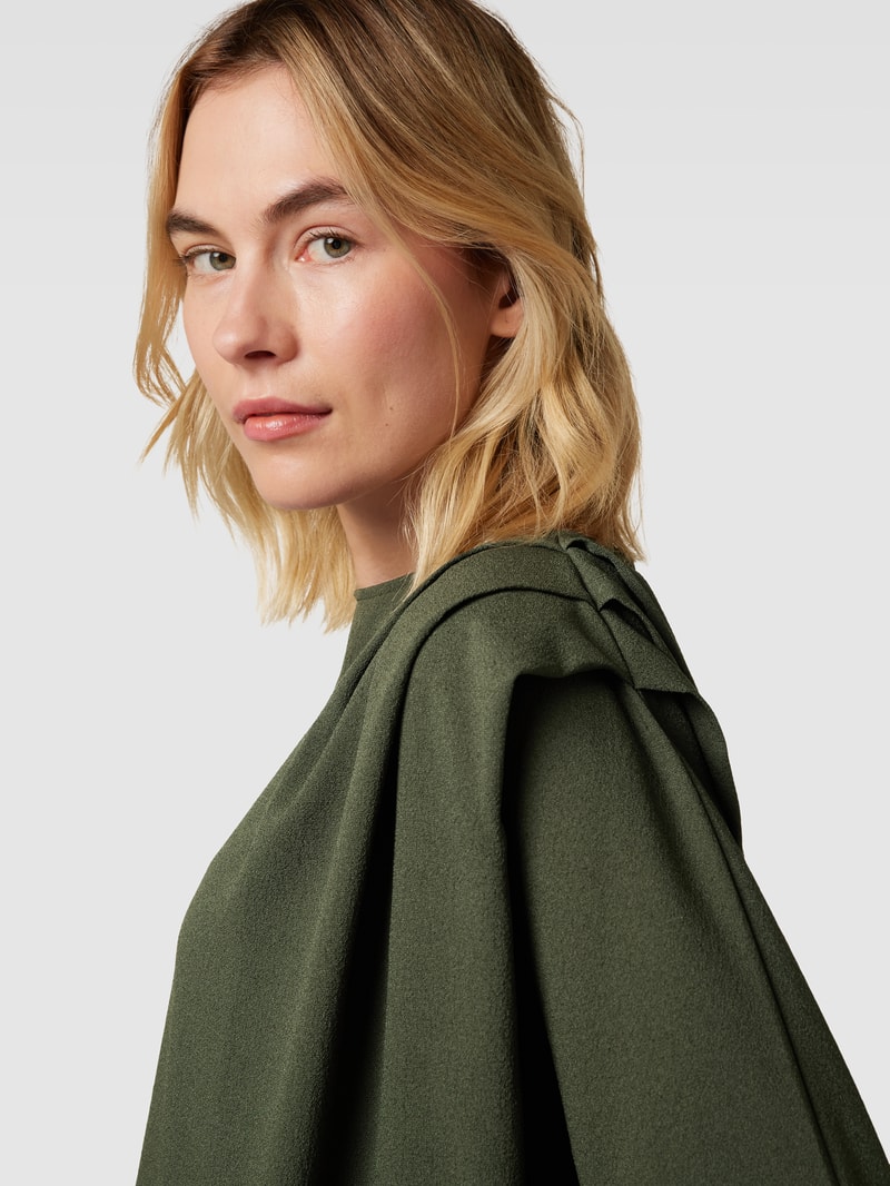 Bluse mit gelegten Falten Modell 'CALLA MOSS' in dunkelgrün