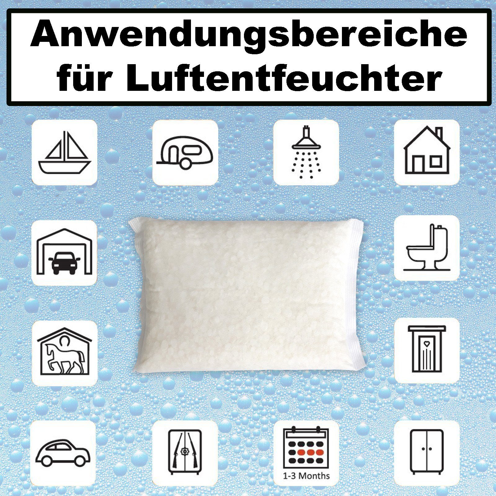 BlueCraft Luftentfeuchter Nachfüllpack 10x 600 g Raum Entfeuchter Granulat im Vliesbeutel, ohne Strom Nachfüller gegen Schimmel Schlafzimmer Wohnung