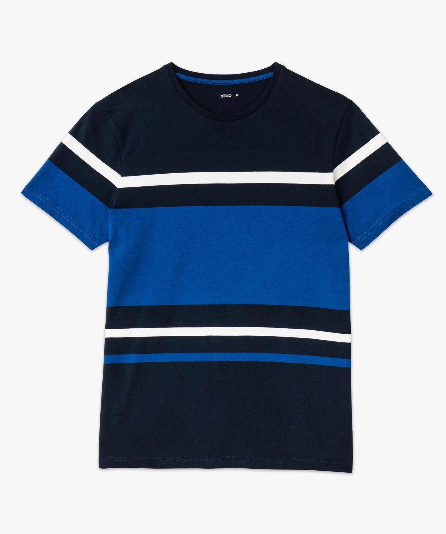 Tee-shirt manches courtes à rayures homme bleu | GEMO