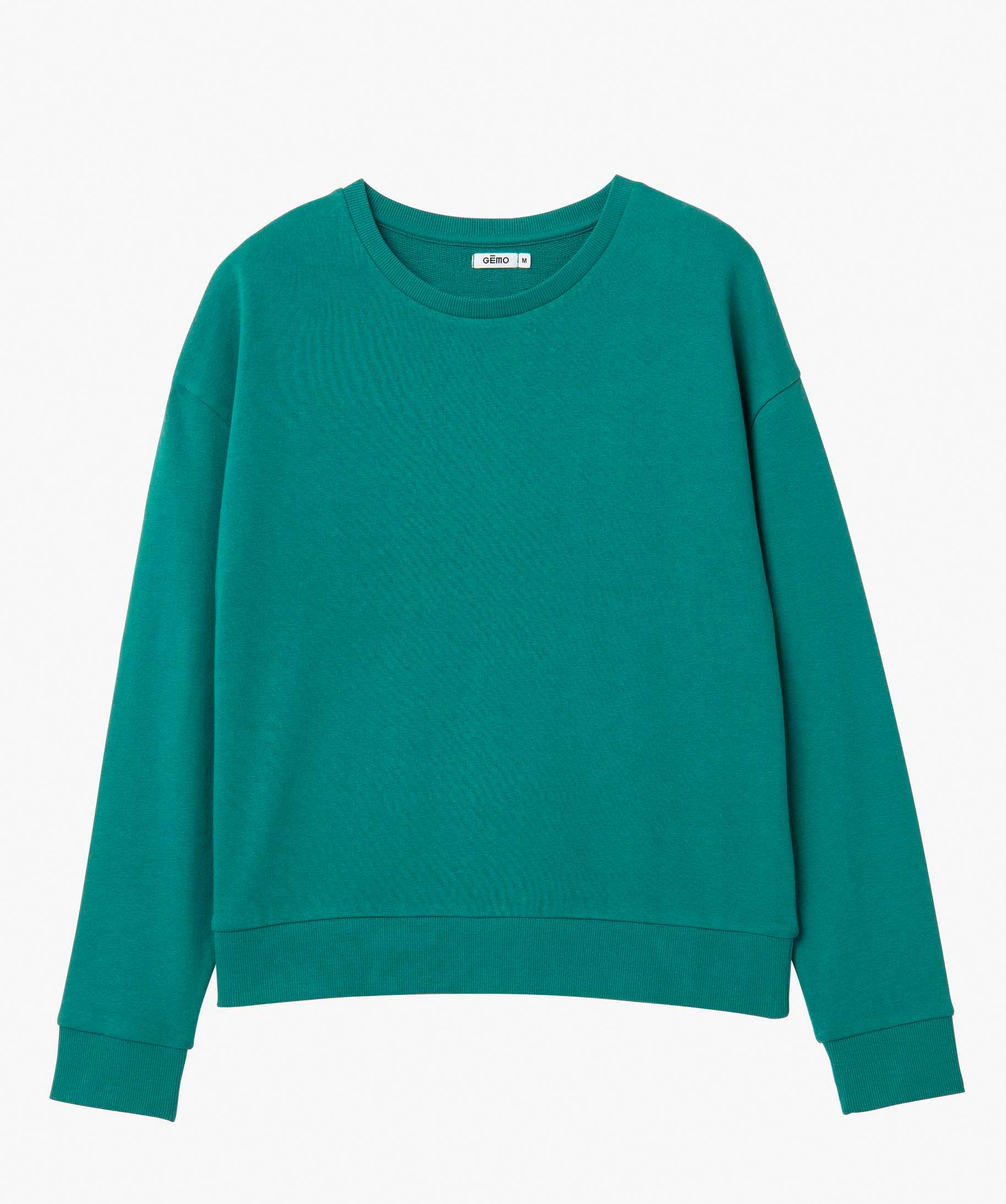 Sweat femme uni intérieur bouclettes vert | GEMO