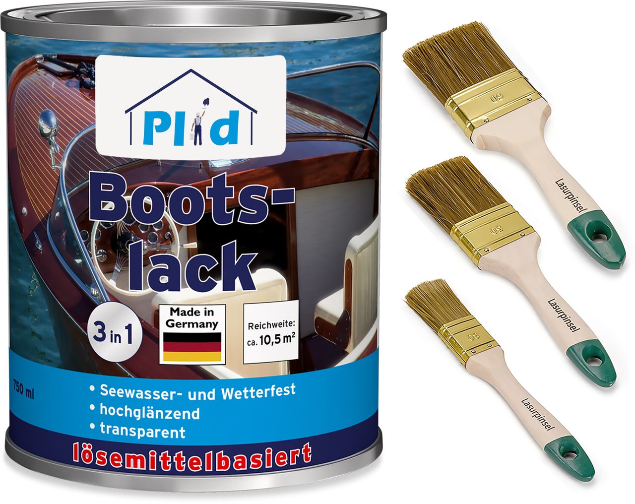 Plid Premium Bootslack Klarlack Parkettlack Holzlack Anstreichset Farblos