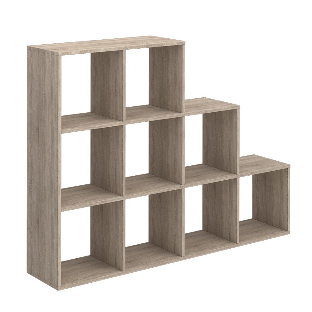 Vicco Raumteiler Treppenregal Bücherregal 9 Fächer Sonoma