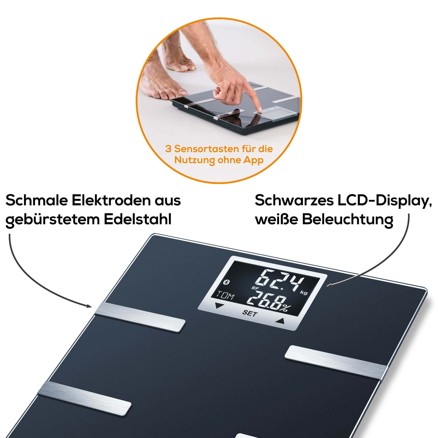 Beurer Diagnosewaage BF 720-Körperanalysewaage mit BMI Berechnung & App-Anbindung - bis 180 kg
