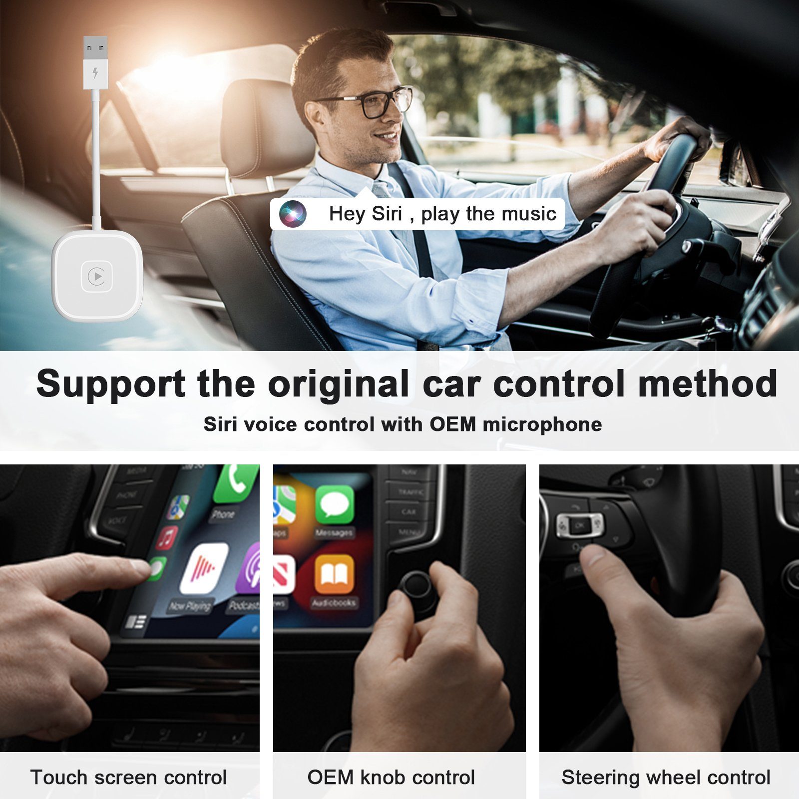 Bolwins C61D Wireless Carplay Adapter Dongle USB-C Adapter Auto System Radios Auto-Adapter