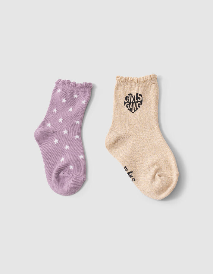 Chaussettes dorées et parmes bébé fille