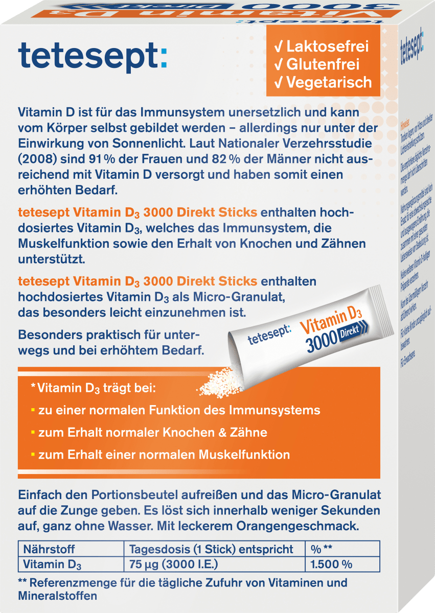 Vitamin D 3000 I.E. Direkt-Sticks 20 St, 36 g