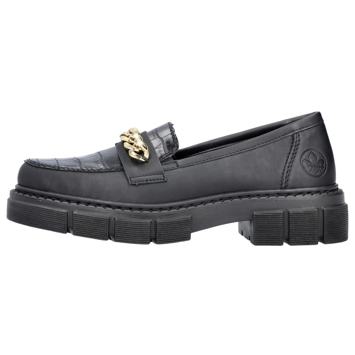 RIEKER Sportliche Slipper schwarz HWK Damen Halbschuhe