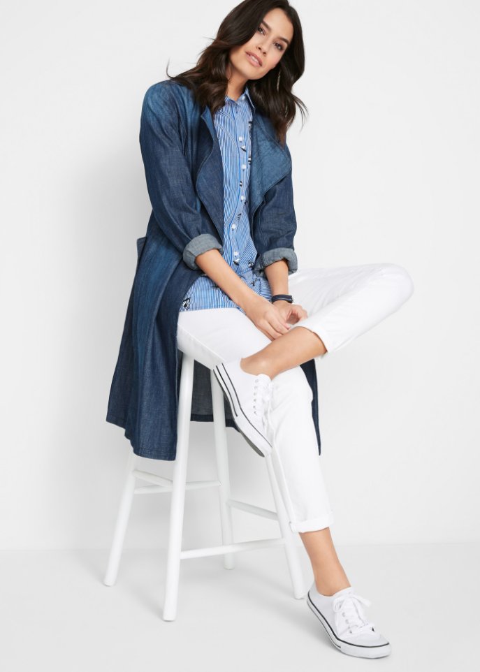 High-Waist-Twillhose mit Bequembund, Straight