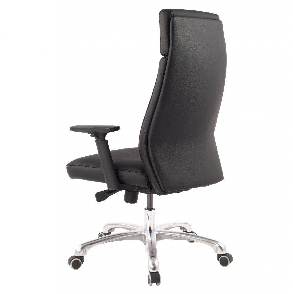 Amstyle Chefsessel SPM1.800 (Echtleder Schwarz Bürostuhl Ergonomisch Kopfstütze), Schreibtischstuhl Drehbar, Drehstuhl Wippfunktion