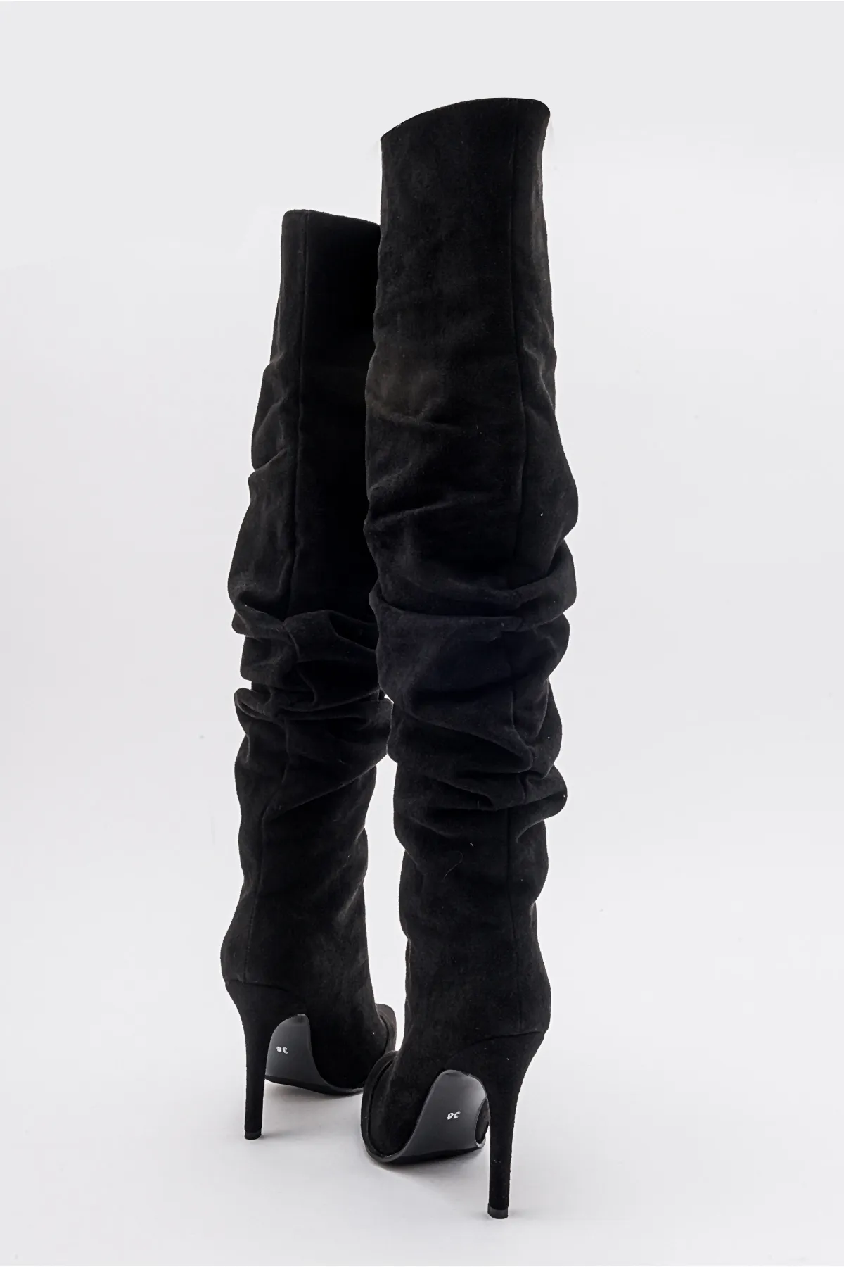 LuviShoes  POLINA Damen-Stiefel mit Absatz aus schwarzem Wildleder